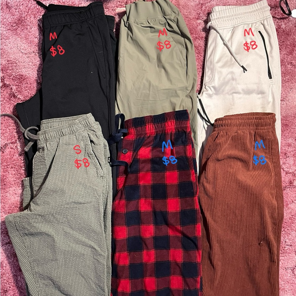 Loungewear Pants - Black, Beige, White, Gray, Red Plaid, Brown